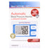 Packaging for Smart Heart Automatic Blood Pressure Monitor with a digital display, indicating features such as easy home monitoring and support for Spanish instructions.
