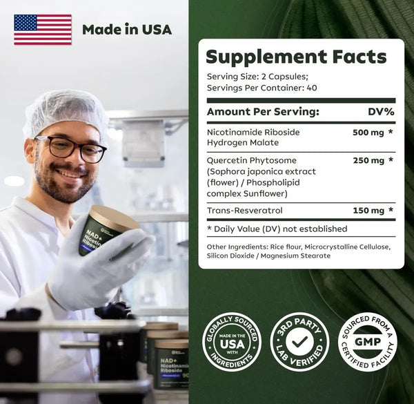 Nad+ Reus Research Nicotinamide + Resveratrol 80 Caps 900 Mg