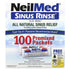 Packaging of NeilMed Sinus Rinse with 100 premixed packets for saline nasal rinse, with a free packet included.