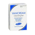 Packaging of Vanicream Cleansing Bar for sensitive skin, highlighting freedom from dyes, fragrance, and formaldehyde with a net weight of 3.9 oz (110 g).