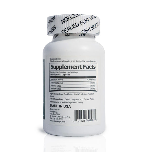 Super OPC Plus, (Grape Seed, Red Wine and Pine Bark Extract) 450 mg/100 Capsules